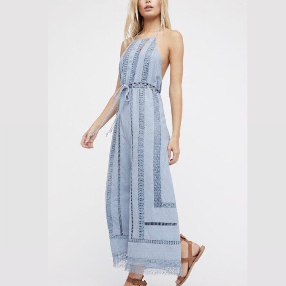 Free People Sydney Sky Lace Crochet Romper Jumpsuit